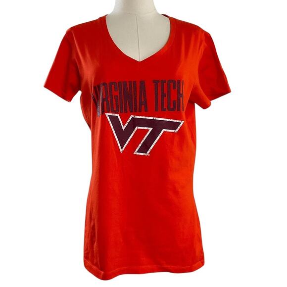 Champion Women's Virginia Tech Orange Large Tee Shirt NCAA College V-Neck - Picture 1 of 8